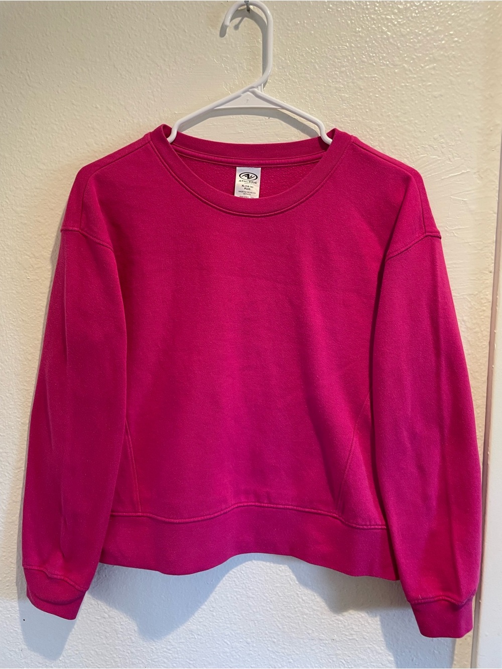 💖 Athletic Works Fuchsia Hot Pink Fleece Crewneck Sweatshirt Plus XL 16W-18W 💖
